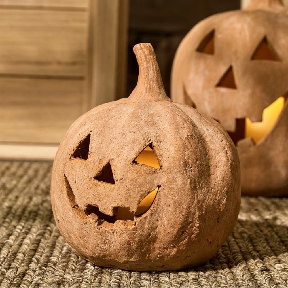 Pottery Barn Handmade Terracotta Jack O' Lantern Pumpkin Sold Out Small Size